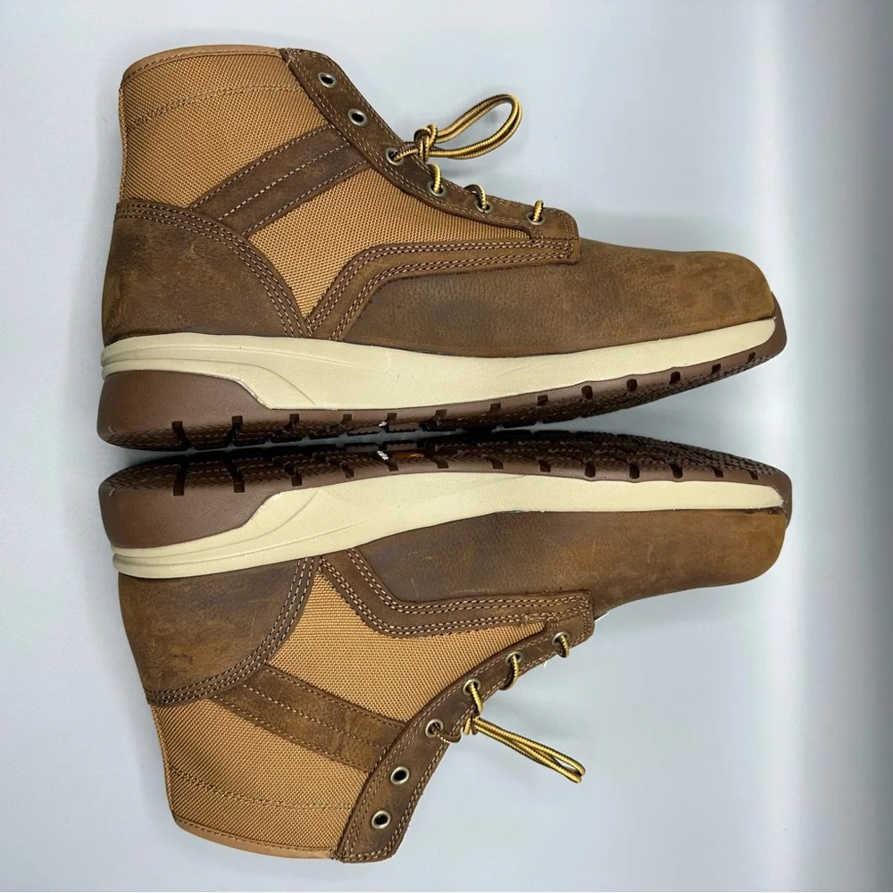 Carhartt Brown Leather Canvas Work Boots Composite Toe men’s Size 12